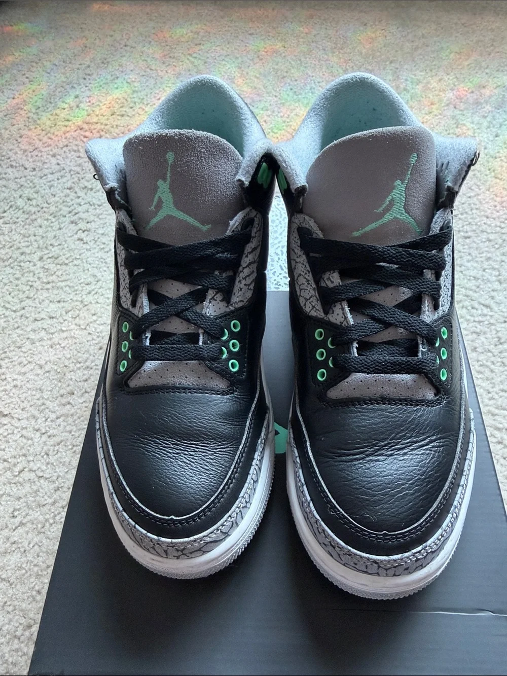 Jordan Retro 3 Black Grey Mint Athletic Shoes
